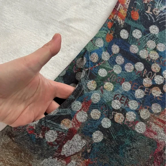 Inoah Art to Wear Cityscape Tunic Top Dress Gray Graphic PrintSize M Made in USA - Picture 10 of 11